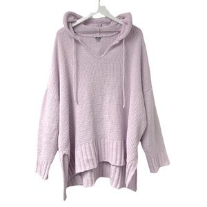 Aerie Lavender Oversized Chunky Knit Hoodie Sweater